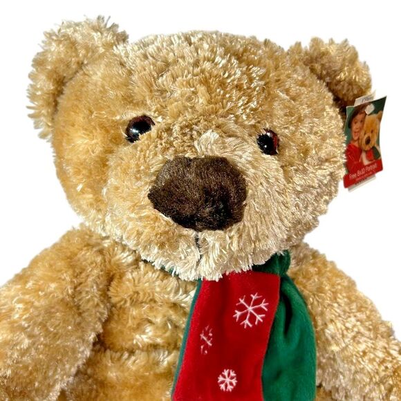 Vtg 2003 JCPenney Holiday Collection Golden Teddy Bear Plush Large 22" w BOW - Picture 3 of 16